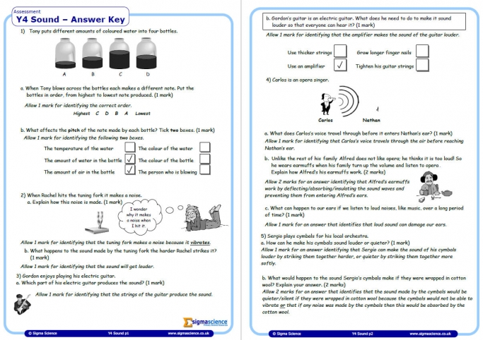 Year 4 Science Assessment Worksheet with Answers – Sound | Teachwire