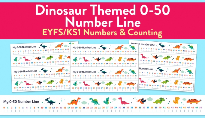 0-50 printable line number Teachwire themed Teaching  Resource 0 Number  Line 50 Dinosaur