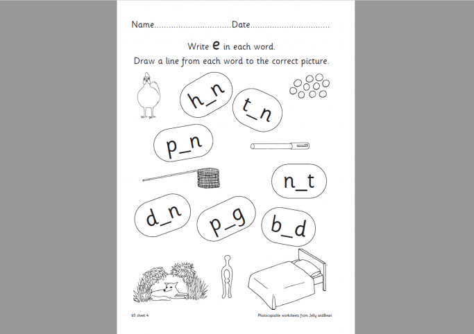 Medial Vowel ‘e’ Worksheet – Handwriting And Prehension