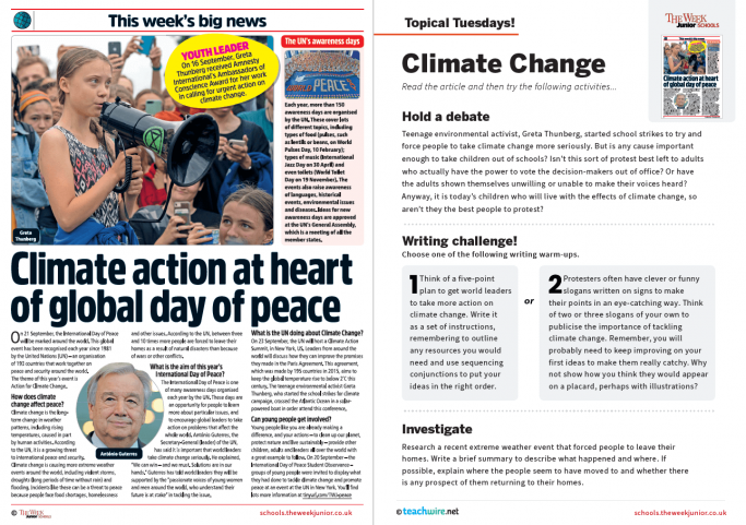 væg lidelse perforere Topical Tuesdays from The Week Junior – Greta Thunberg and Climate Action |  Teachwire Teaching Resource