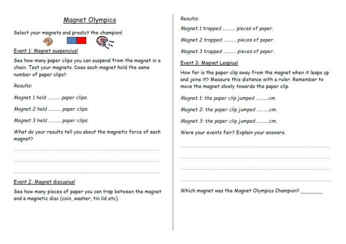 uses of magnets worksheet