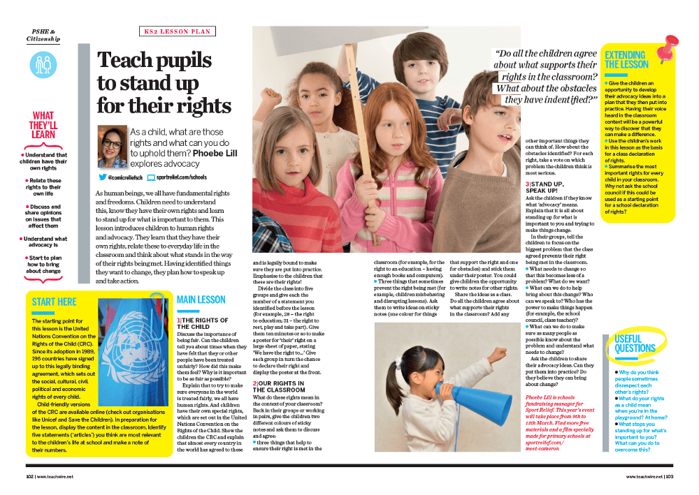 Human Rights Teach Children How To Stand Up For Their Rights Ks2 Pshe Lesson Plan Teachwire Teaching Resource