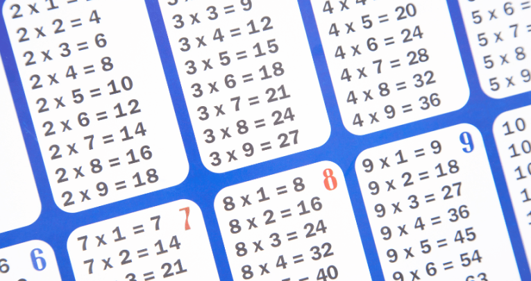 Times tables list, representing rote learning