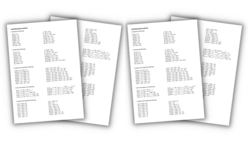 Expanding brackets KS3 algebra  worksheet