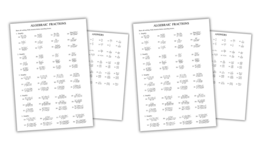 Factorising and simplifying algebra KS3 worksheet