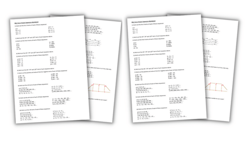 Finding the Nth term KS3 algebra  worksheet