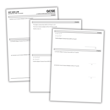 HCF and LCM questions worksheet