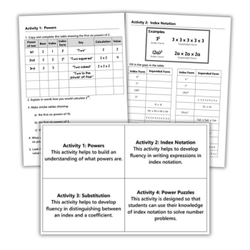 Index notation KS3 resources