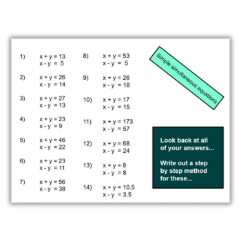 KS3 simultaneous equations