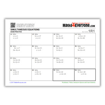 Simultaneous equations worksheet