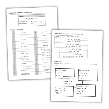 Algebra order of operations worksheet