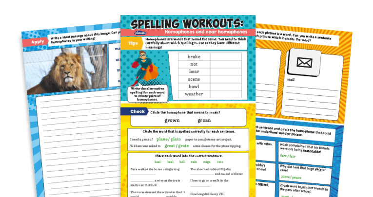 Homophones worksheets