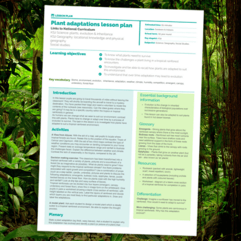 Plant adaptations RHS KS2 science lesson plan