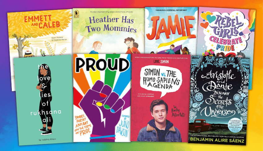 Collage of children's and YA LGBT books