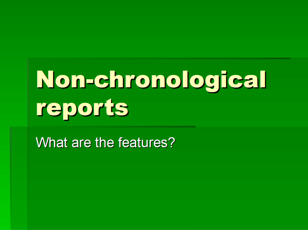 non chronological report research sheet