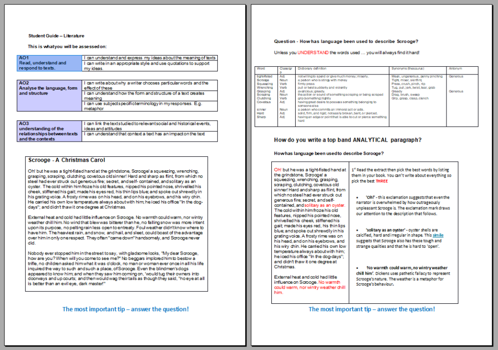 GCSE Literature Quote Analysis Guide for Students - Teachwire