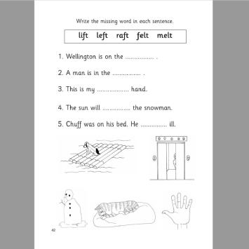 Worksheet featuring words ending in lt and ft