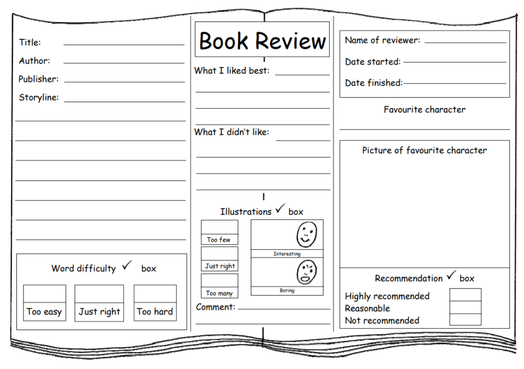 free book review template ks2