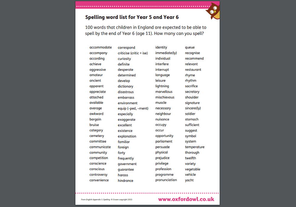 Year 5 And 6 Spelling List Words 16 Of The Best Worksheets And 