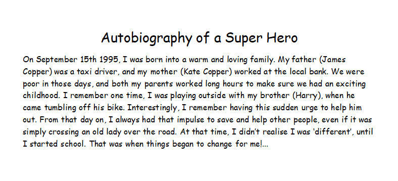 autobiography example for year 3
