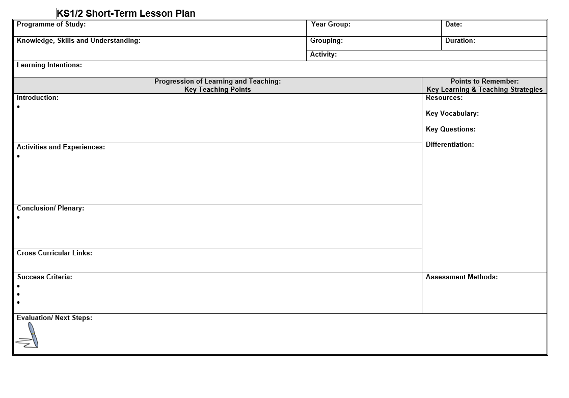 Primary lesson plan template – Editable and adaptable - Teachwire