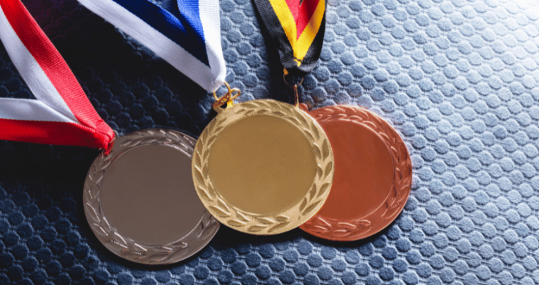 Olympic medals, representing Paris Olympics 2024