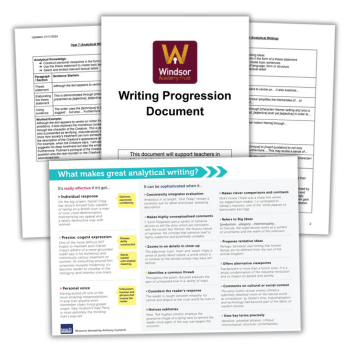 Analytical writing progression document and poster