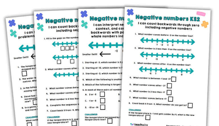 Negative Numbers Worksheet For Ks2 Teachwire 2434