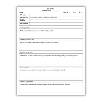 CPD diary – Free editable template for teachers - Teachwire