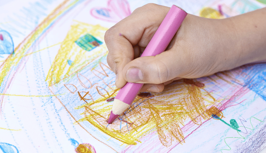 Child's hand drawing, representing Early Years activities