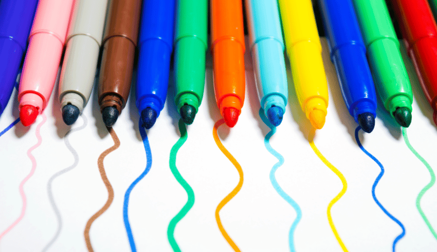 Row of felt tip pens, representing Early Years activities