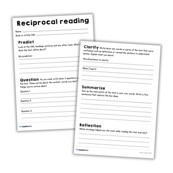 Reciprocal reading worksheet - Teachwire