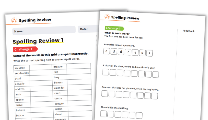 Spelling worksheets