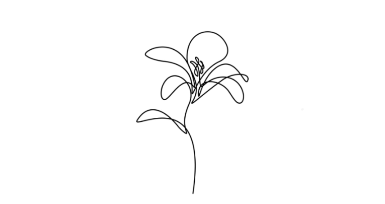 A single line depicting a flower, representing children's grief