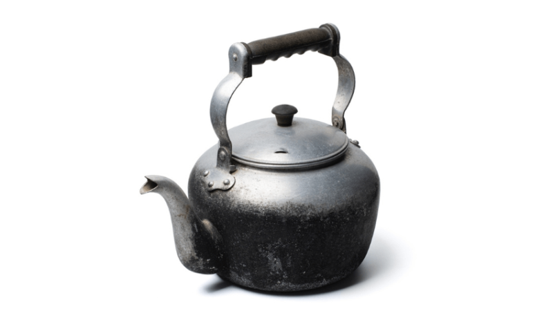 An old tin kettle, representing historical objects