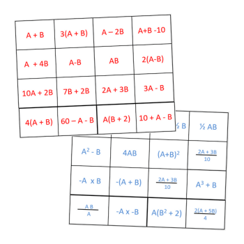 Algebra substitution KS3 maths game