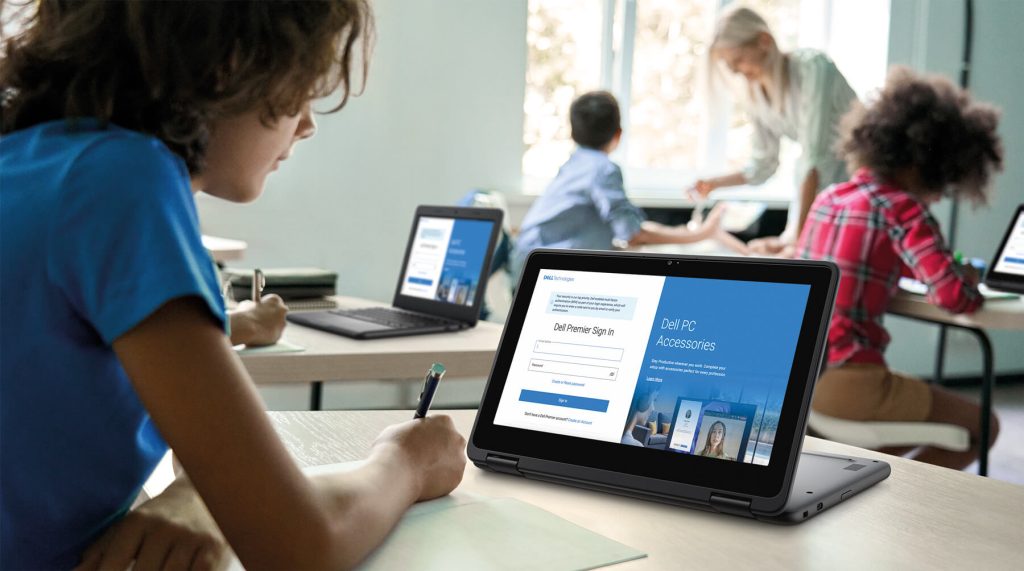 School children using Dell laptops in the classroom