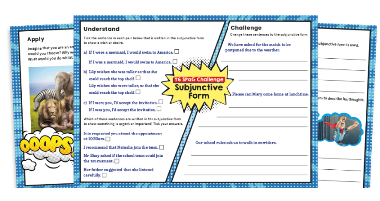 Subjunctive form KS2 worksheets