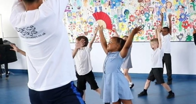 School children dancing in a Dance Days workshop