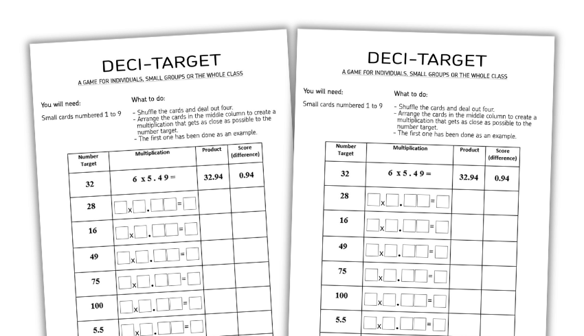 Deci-target times tables games