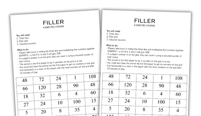 Times tables games worksheet