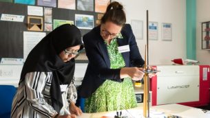 Two teachers in a classroom