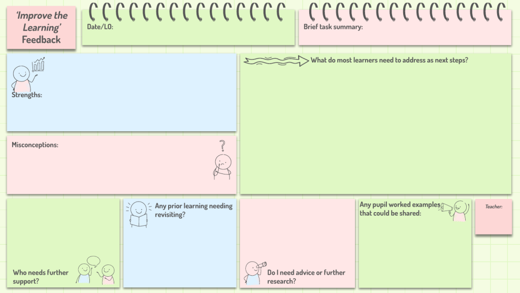 Pause and reflect whole class feedback sheet