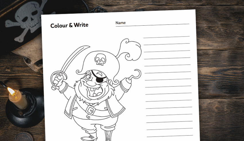 Pirate colour and write worksheet
