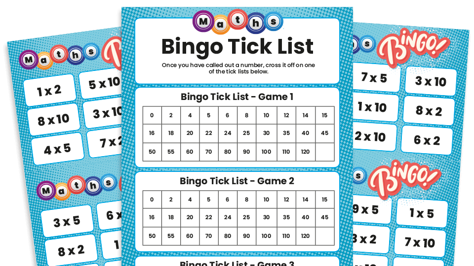 Bingo times tables games