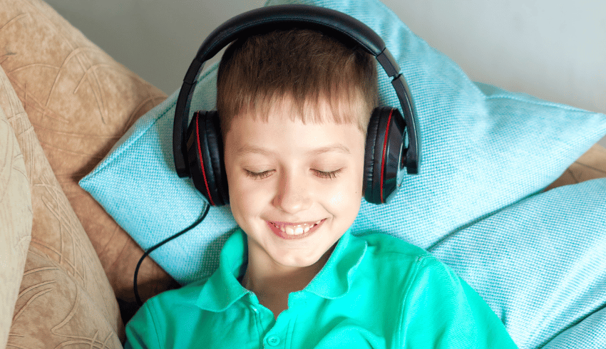 Boy listening to audiobook