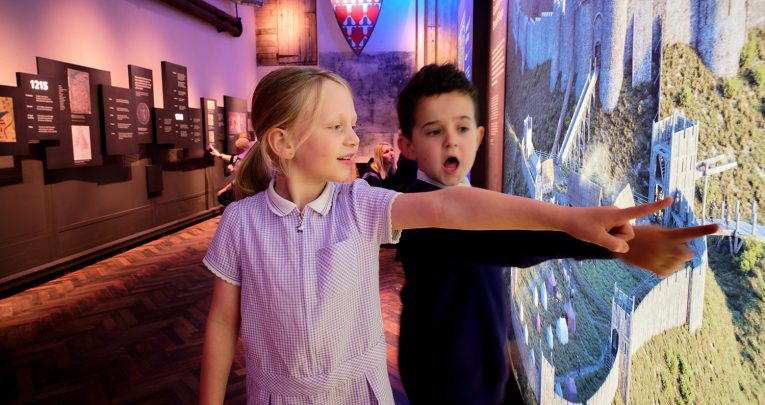 Two primary school children in a museum