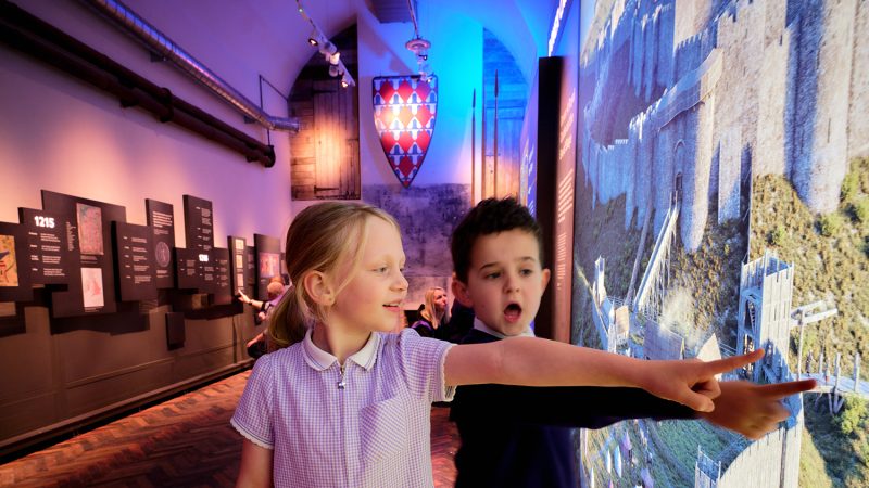 Two primary school children in a museum