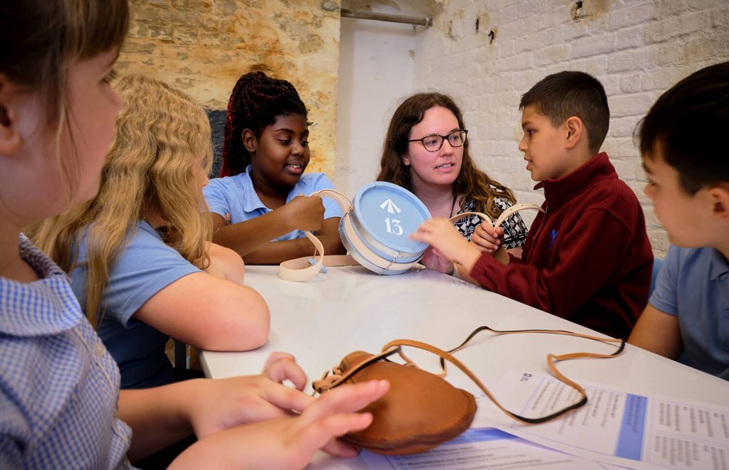 A group of primary school children learning at Dover Castle