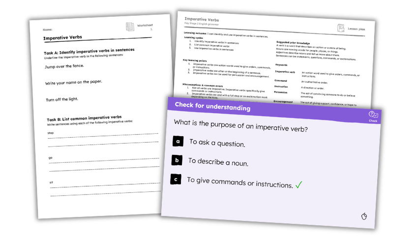 Imperative verbs KS2 lesson plan